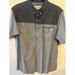 Depart West Men's Short Sleeve Button-Up Shirt Medium Charcoal & Light Gray